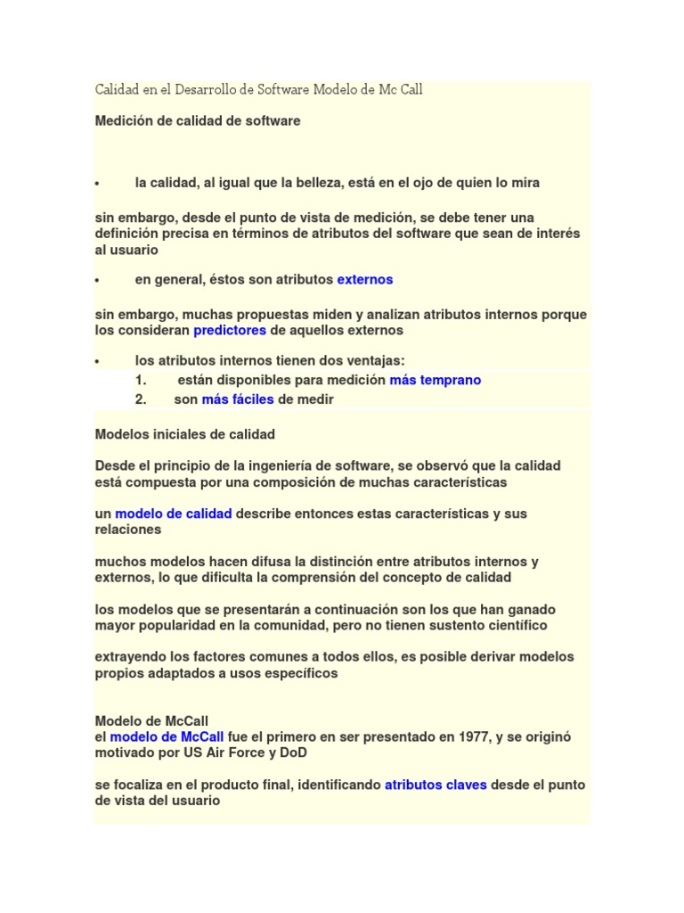 Calidad de Software según McCall | PDF | Ingeniería de software | Software