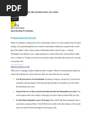 Scanning Speed Reading Writing