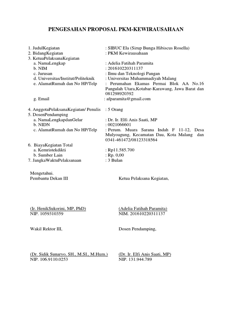 Proposal PKM Kewirausahaan SIBUC Ela | PDF | Sains & Matematika