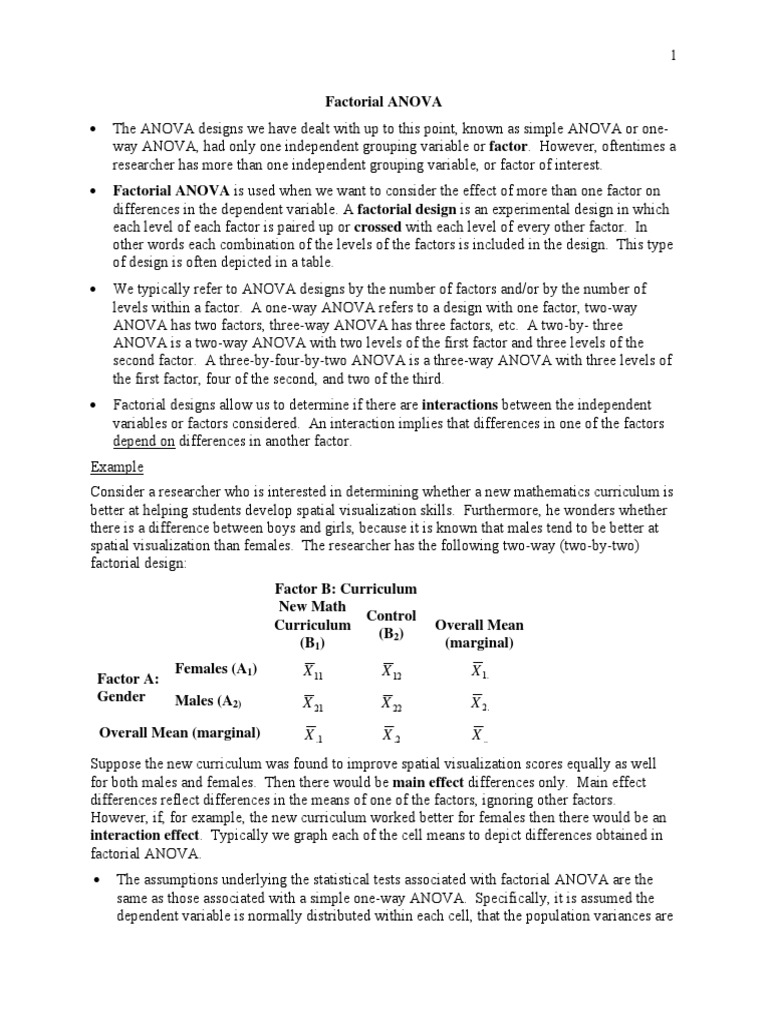 Factorial Anova PDF PDF | PDF | Analysis Of Variance | Effect Size