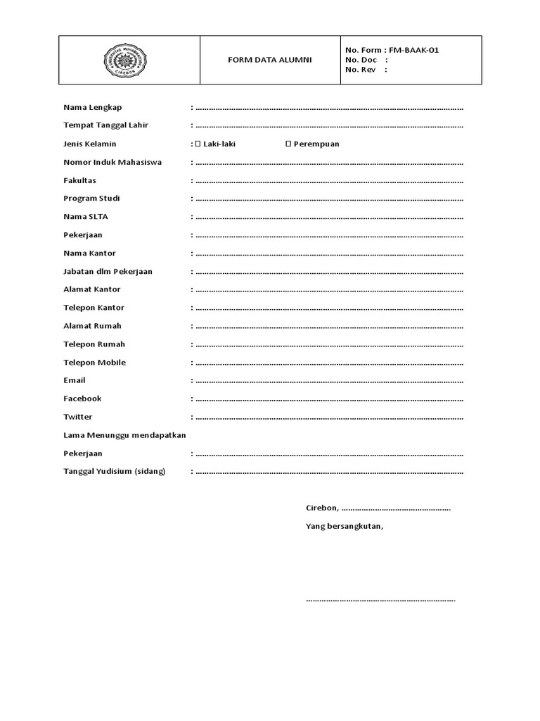 Formulir Data Alumni Sekolah | PDF