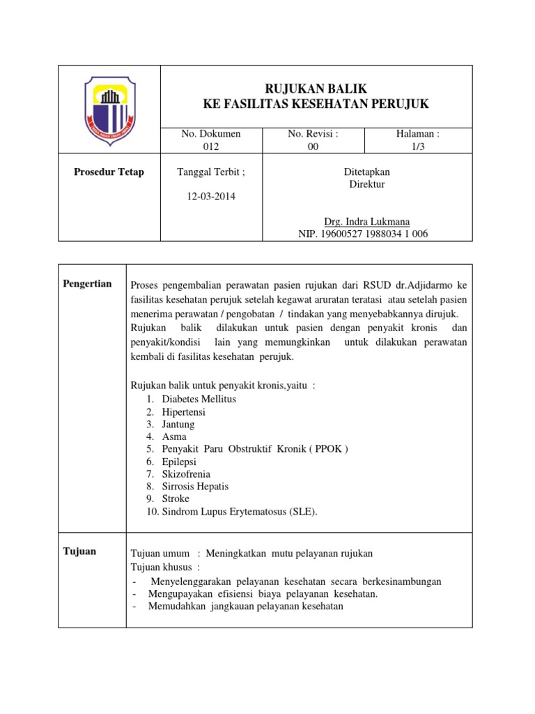 Sop Rujukan Balik | PDF