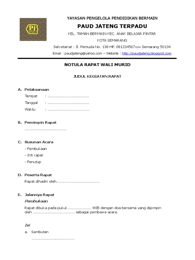 A 1 9 Buku Notula Rapat Wali Murid