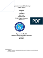Assignment of Research Methodology M.phil