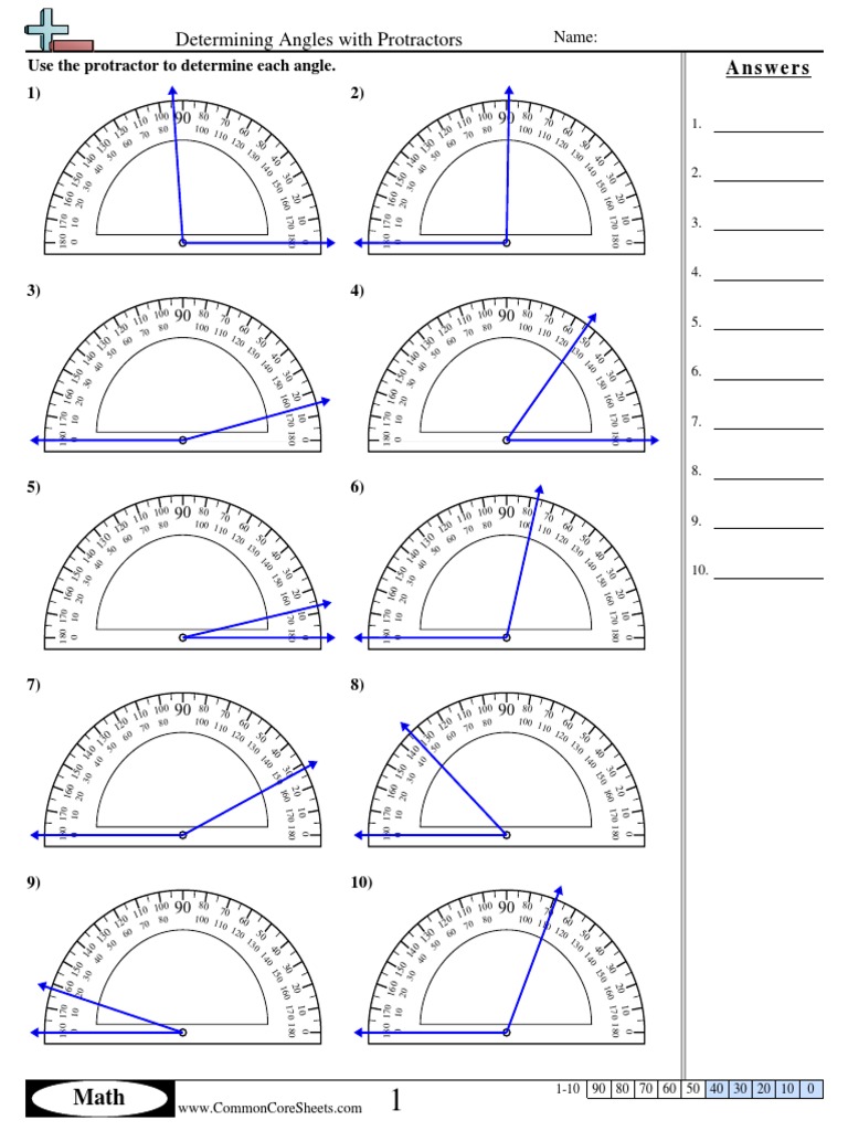 Determining Angles With Protractors Name PDF Geometric Measurement