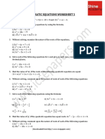 Quadratic Equations Worksheet 2