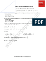 Quadratic Equations Worksheet 3