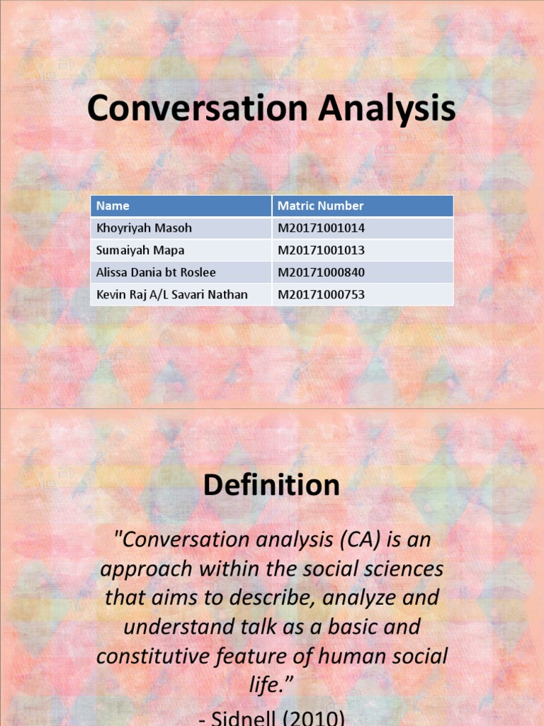 Conversation Analysis Ppt | Linguistics | Conversation