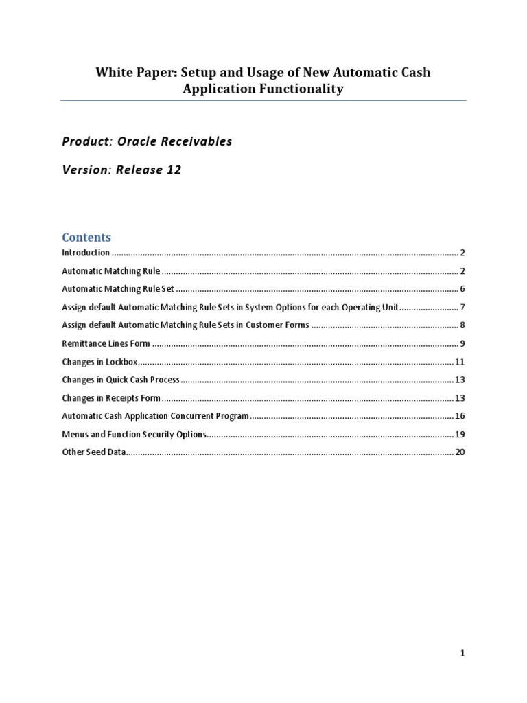Setup and Usage of New Automatic Cash Application Functionality