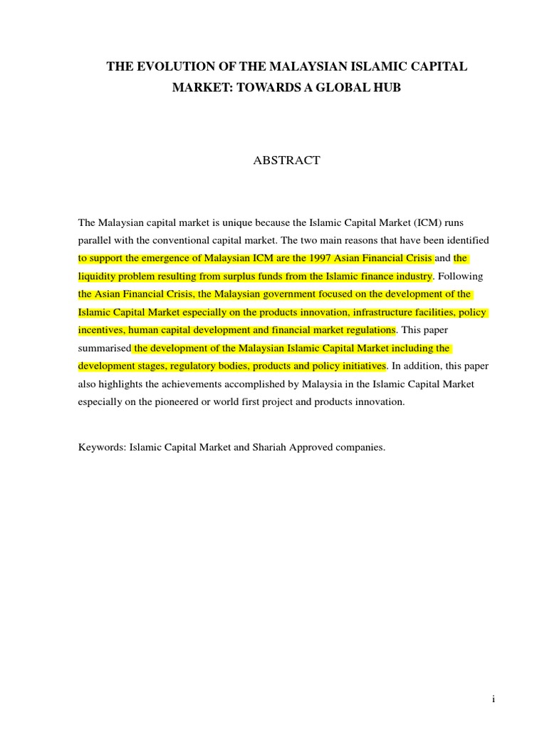 Evolution of Malaysian Islamic Capital Market | PDF | Real Estate ...