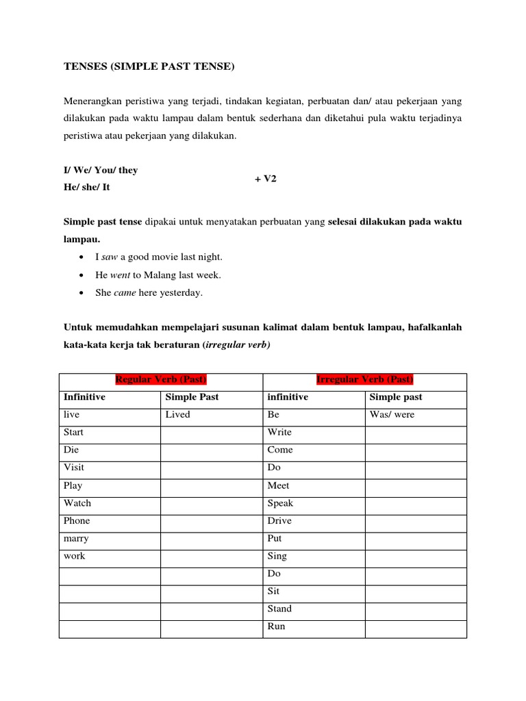 Simple Past Tense | PDF | Syntax | Languages