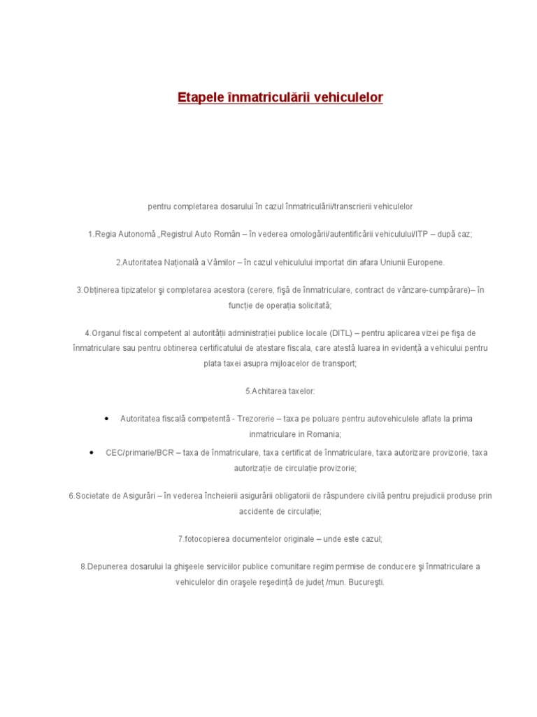 Asistenta Inmatriculari | PDF