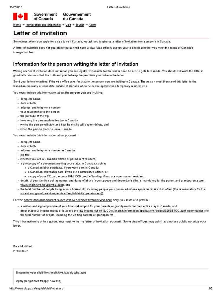 Letter Of Invitation Pdf Travel Visa Citizenship