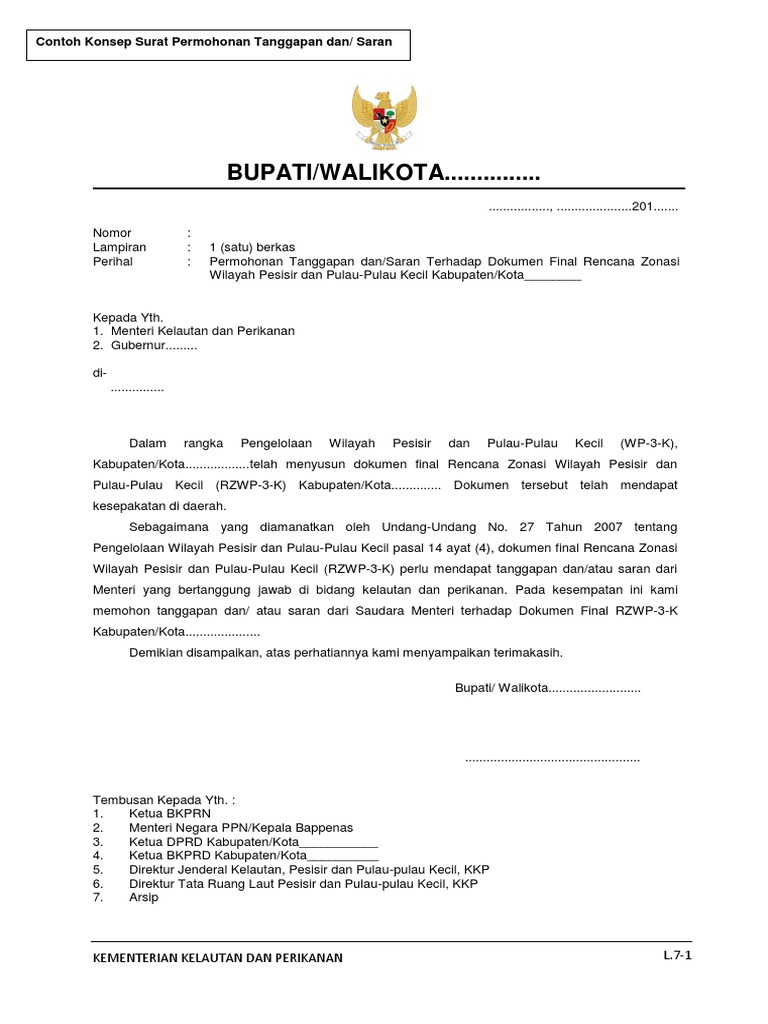 Surat Permohonan Zonasi