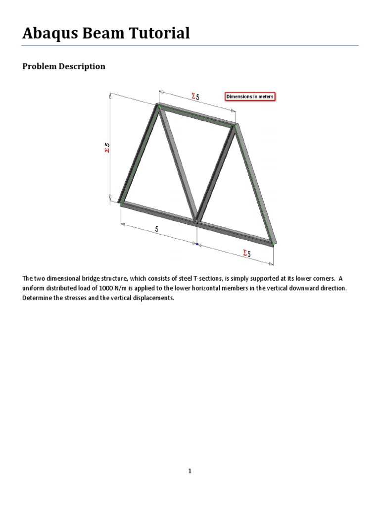 Abaqus Beam Tutorial: Problem Description | PDF | Beam (Structure ...
