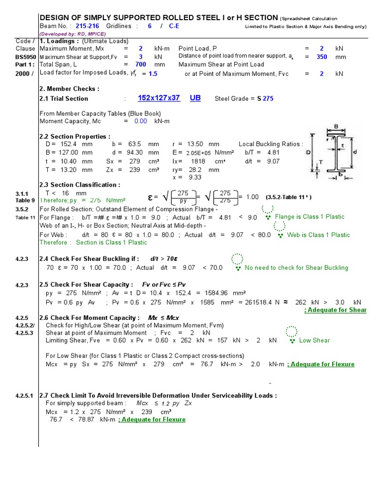 Steel Beam Design per BS5950 Standards | PDF | Bending | Building