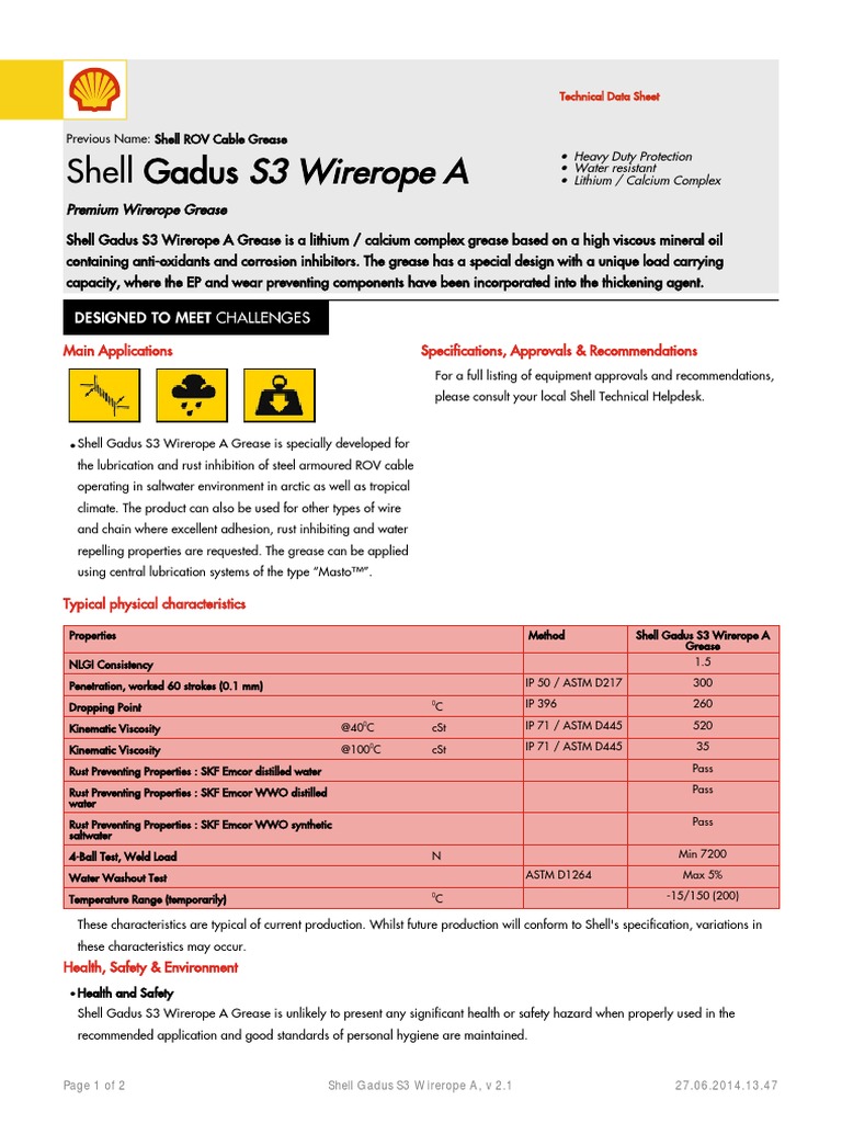 Gadus S3 Wirerope A (en-GB) TDS | PDF | Liquids | Chemical Substances
