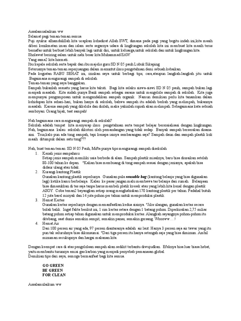 Pidato Tentang Pengelolaan Sampah Riset Riset