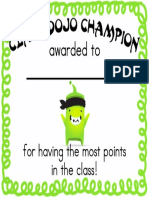 Class Dojo Champion Certificate