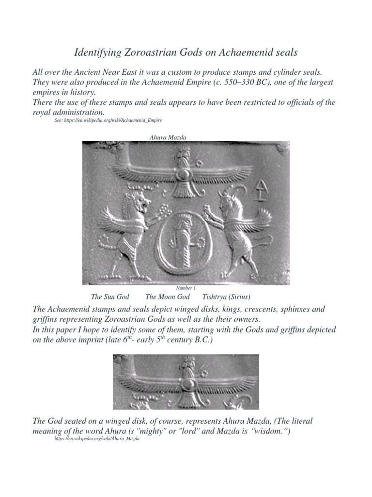 Zoroastrian Gods on Achaemenid Seals | PDF | Zoroastrianism | Religion ...