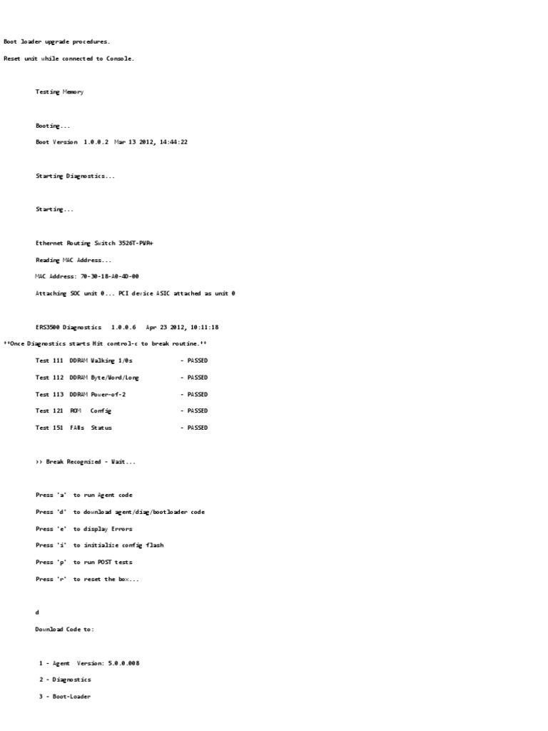 Boot Loader Upgrade for ERS3526T-PWR+ | PDF | Booting | Areas Of ...
