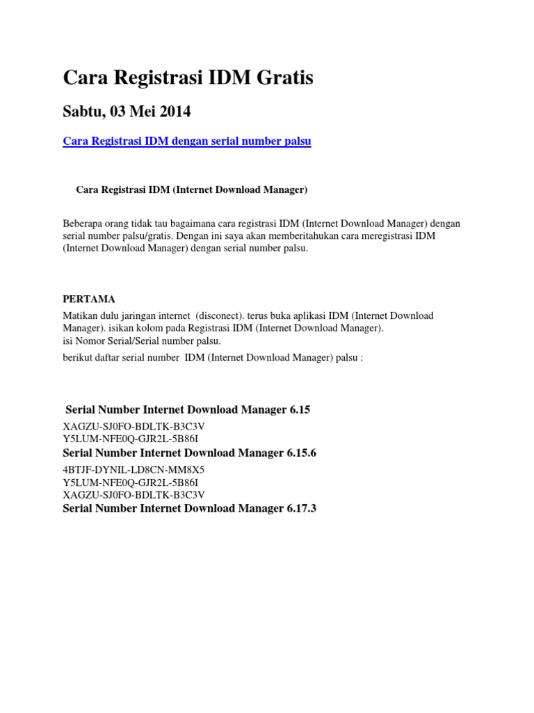 Cara Registrasi IDM Gratis PDF
