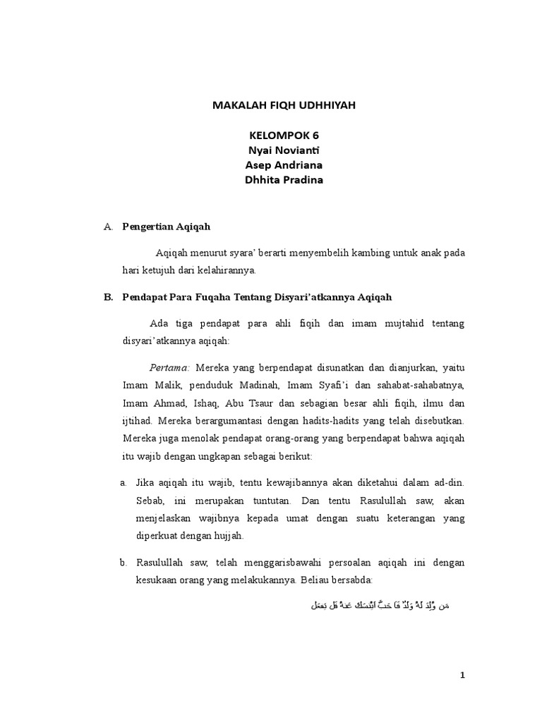 Contoh Makalah Qurban Dan Aqiqah