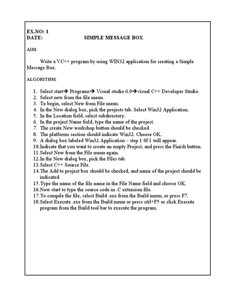 Simple Message Box in VC++ | PDF | Component Object Model | Subroutine
