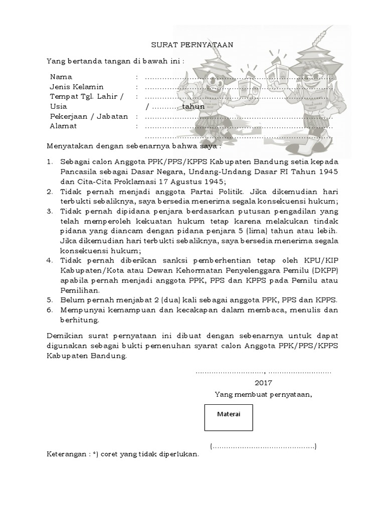 Surat Pernyataan Setia Pada Pancasila