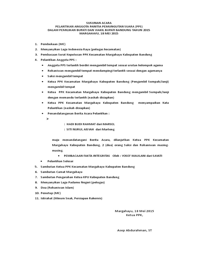 14 Susunan Acara Pelantikan Pps