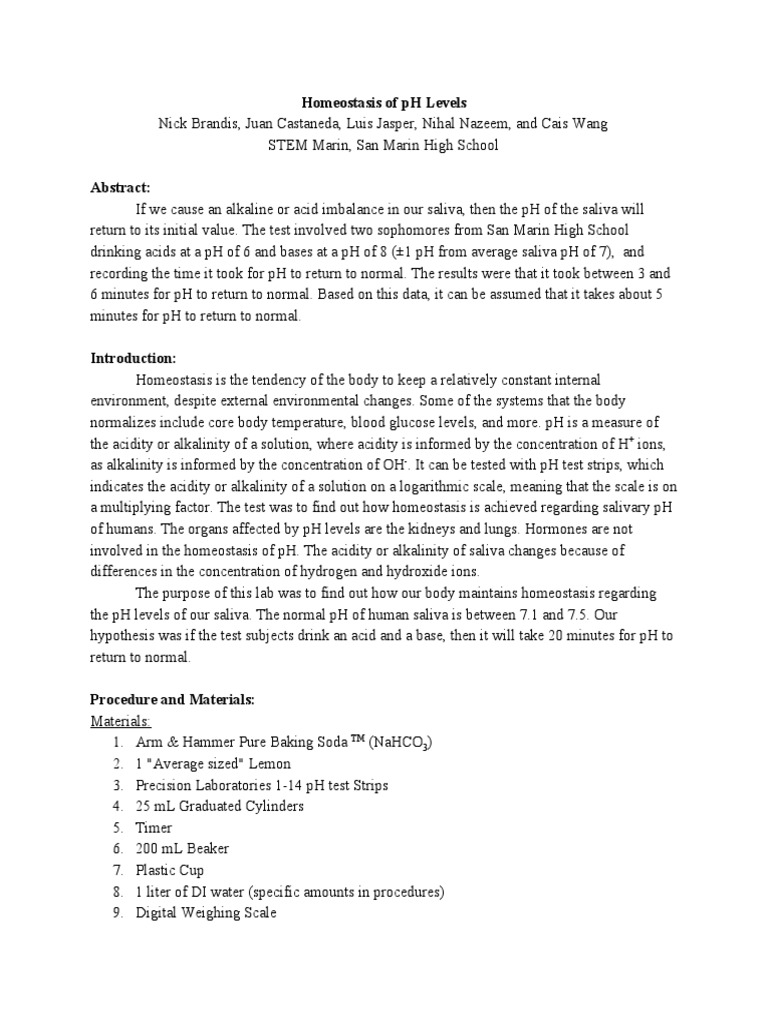 homeostasis lab report Analytical Chemistry Branches Of Thermodynamics