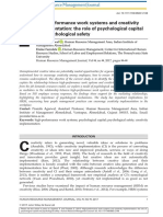 High-Performance Work Systems and Creativity Implementation: The Role of Psychological Capital and Psychological Safety