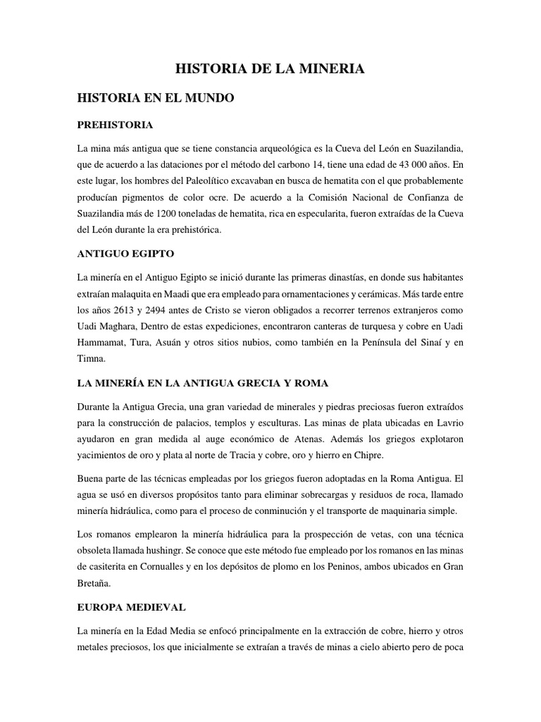 Historia de La Mineria | Descargar gratis PDF | Material explosivo ...