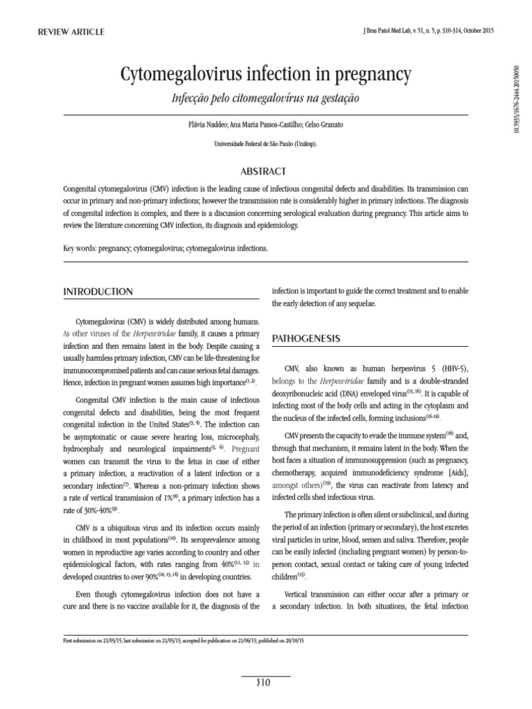 Cytomegalovirus Infection in Pregnancy: Infecção Pelo Citomegalovírus ...