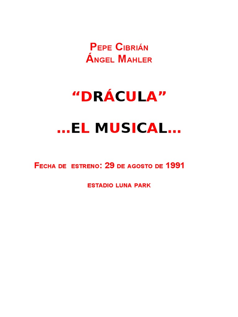 Dracula El Musical Luna Park PDF | PDF | Drácula | Ocio, image size:768x1024