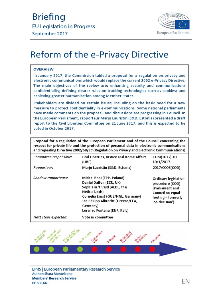 Briefing: EU Legislation in Progress | PDF | Http Cookie | Information ...