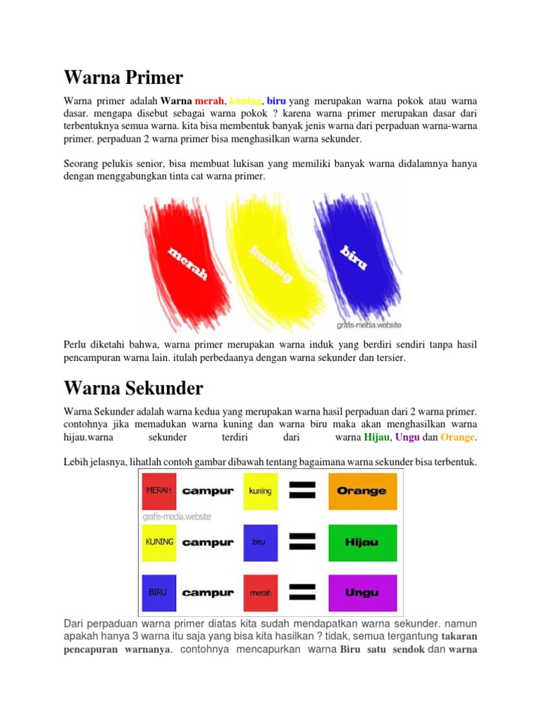 Apa Yang Dimaksud Dengan Warna  Primer  Sekunder  Dan Tersier