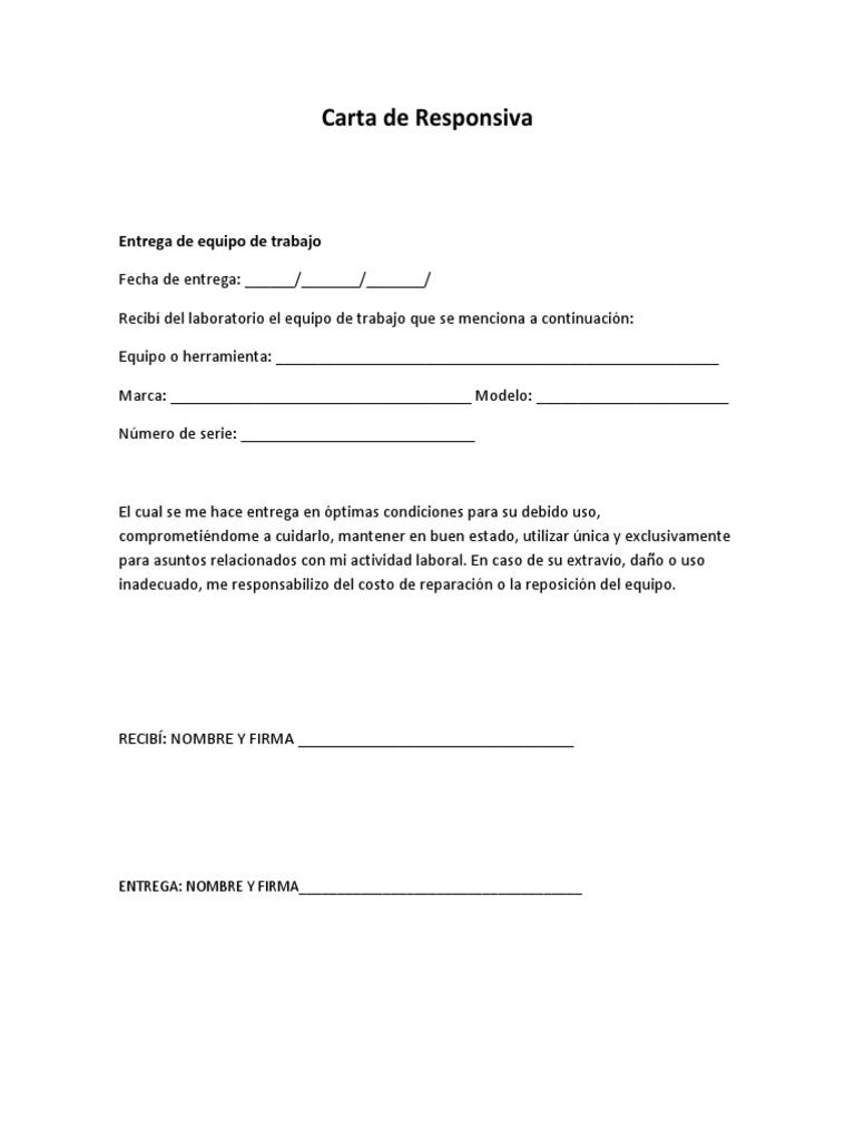 Carta Responsiva De Documentos Ejemplo - Best Quotes k