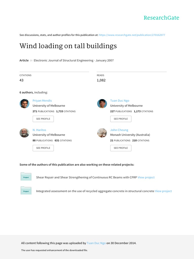 Wind Loading Analysis for Tall Buildings | PDF | Wind Tunnel | Wound