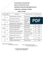 Resultados Segunda Fase ONEM 2010 Talara