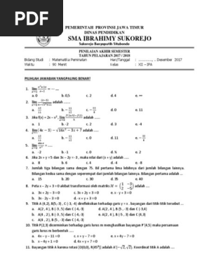 Soal Mtk Peminatan Kls Xii Ipa 2017 Gasal