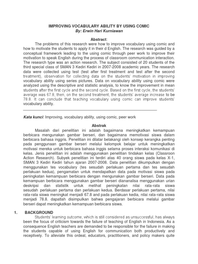 Improving Vocabulary Ability by Using Comic Journal | PDF | Language ...