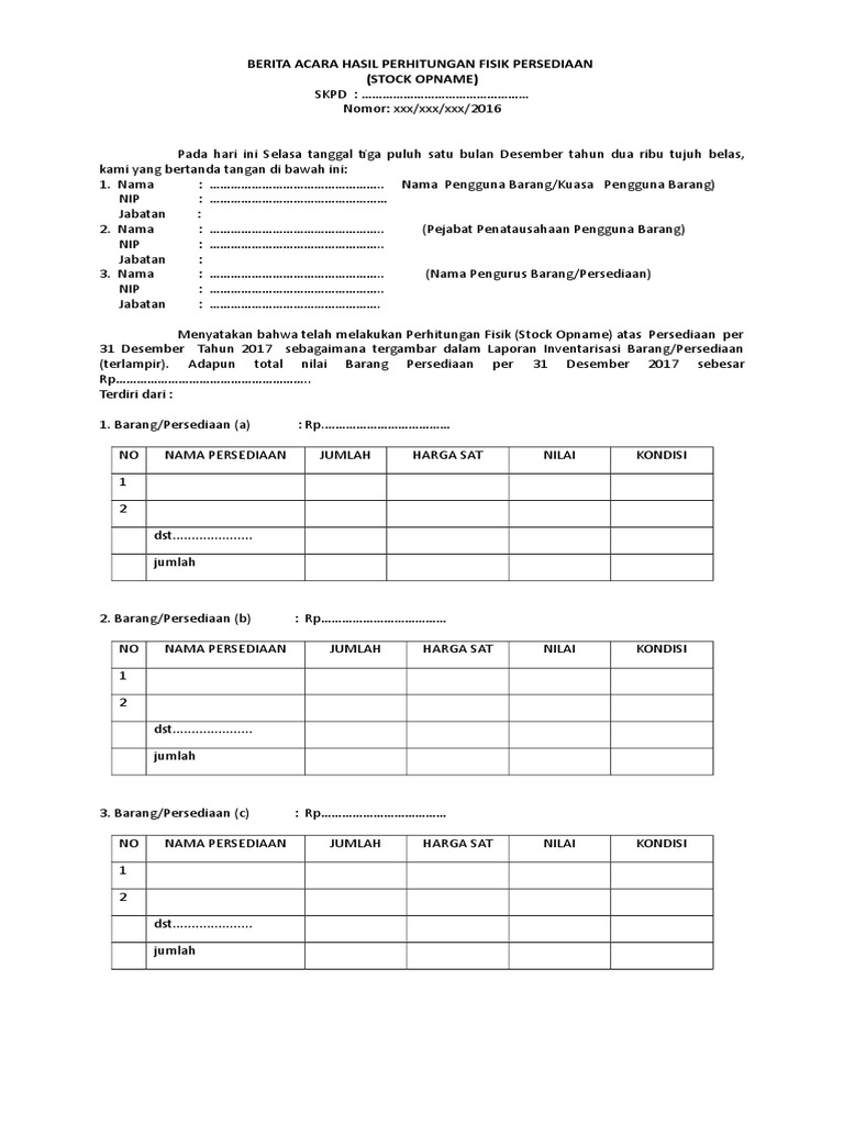 Berita Acara Stock Opname