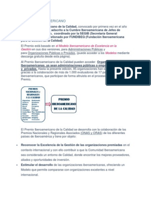 Premio Iberoamericano | PDF | Calidad (comercial) | Perú