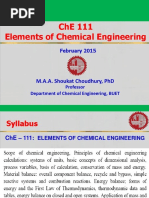 Che 111 Elements of Chemical Engineering: M.A.A. Shoukat Choudhury, PHD