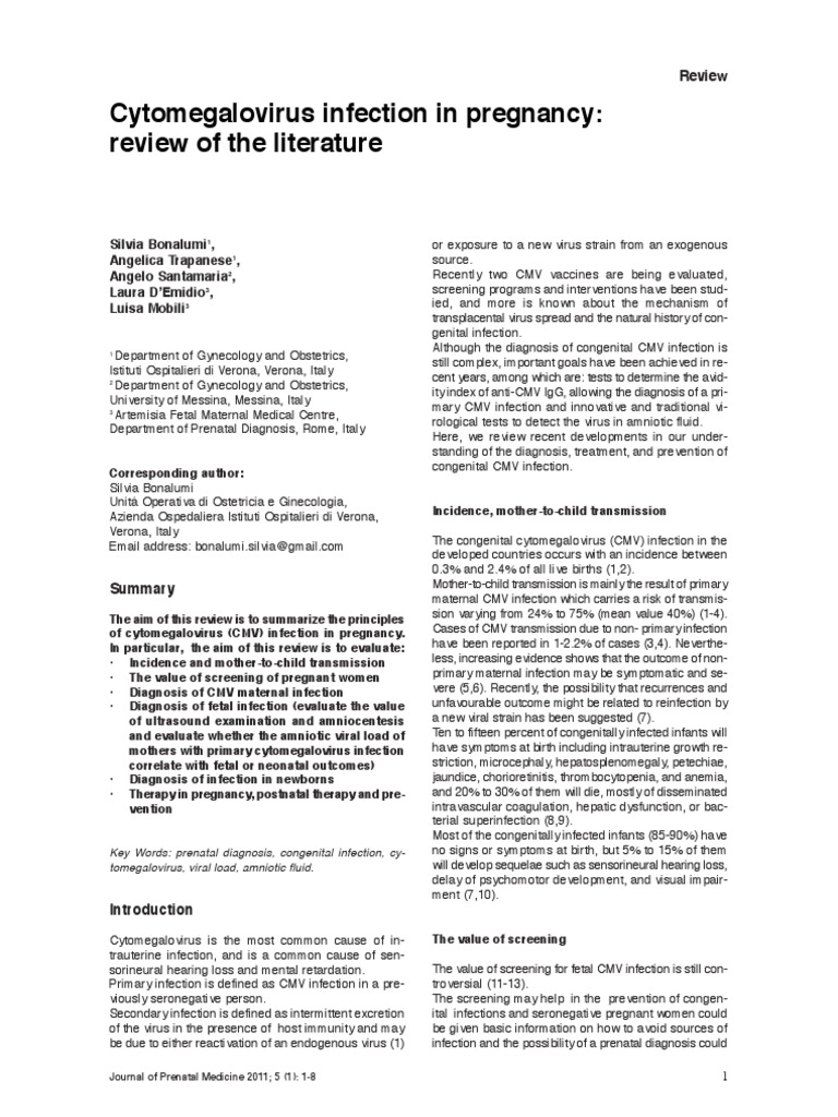 Cytomegalovirus Infection in Pregnancy: Review of The Literature | PDF ...