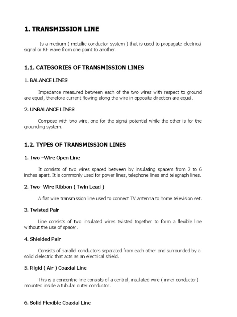 Types and Characteristics of Transmission Lines | PDF | Transmission ...