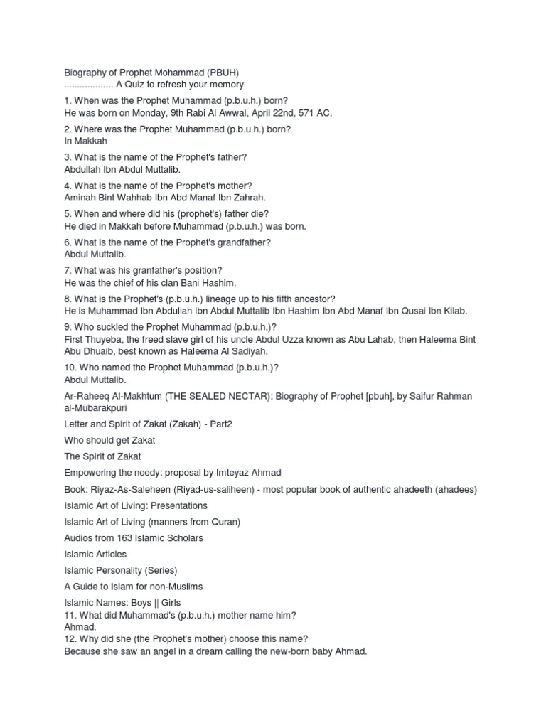 Prophet Muhammad's Early Life and Family | PDF | Ali | Muhammad