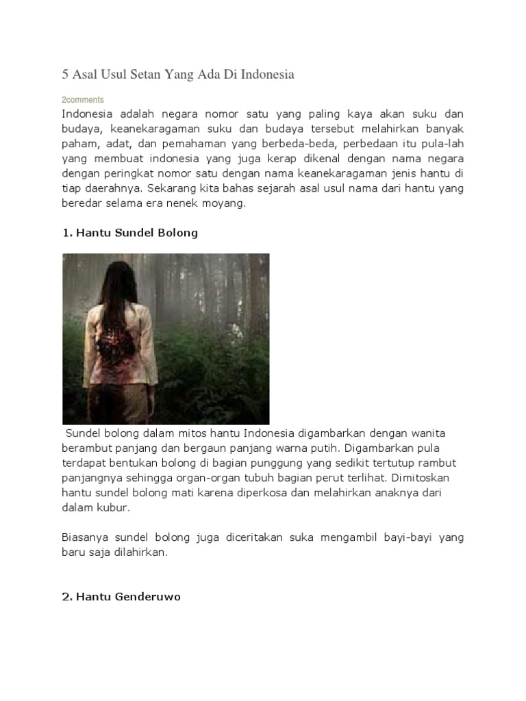 5 Asal Usul Setan Yang Ada Di Indonesia | PDF