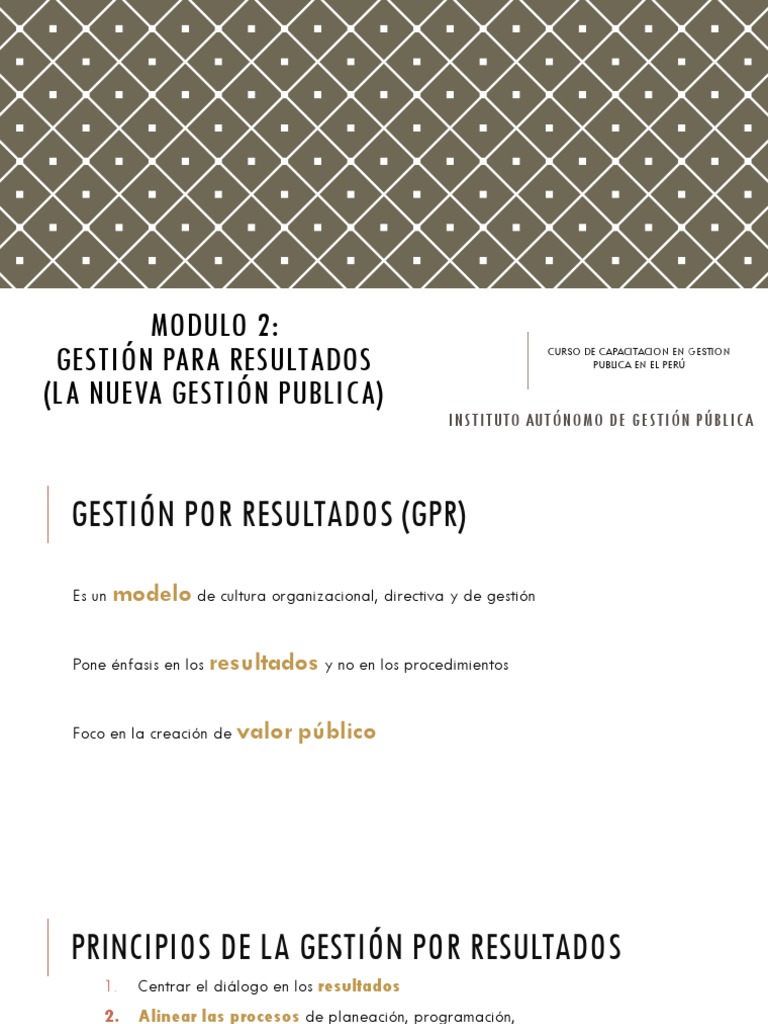 Gestión por Resultados en el Perú | PDF | Planificación | Presupuesto